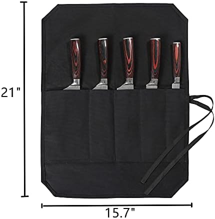 Denifiter Knife Cases Organizer-Durable Waxed Canvas With Cut Resistant Lining -knife Roll 5 Pockets (Black-One) - Image 3