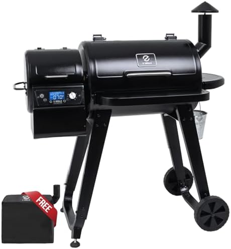 Z GRILLS Wood Pellet Grill & Smoker, PID V3.0 Controller, Meat Probe, Foldable Shelf&Side Shelf, 8 in 1 Outdoor BBQ Grill Auto Temperature Control, 459 Sq in Black, 450A by ZGRILLS