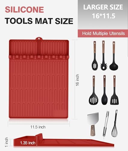 Silicone Grill Mat for Blackstone Griddle Accessories, 8-Slot Tool Mat - Image 3