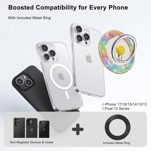 Magnetic Phone Ring Holder for MagSafe, Yellow-Colorful - Image 2