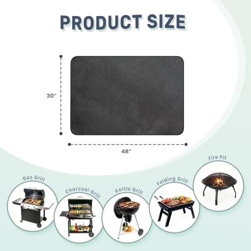 48"x30" Under Grill Mat, Fireproof Grill Mats for Outdoor Grill Deck Protector, Large Heat Resistant & Waterproof BBQ Mat, Reusable Floor Rug Pad for Blackstone, Smoker and Patio - Image 6