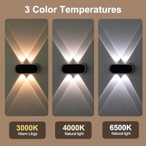 Ellasay Fence Lights Solar Powered: Outdoor LED Wall Lighting Dual Beam and 3 Color Modes IP65 Waterproof 12H Long Lasting Easy Mount for Garden Patio Backyard 2 Pack - Image 6