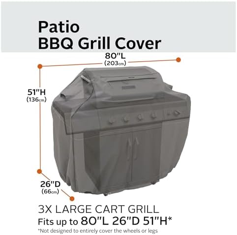 Classic Accessories Ravenna Water-Resistant 80 Inch BBQ Grill Cover, Dark Taupe - Image 4