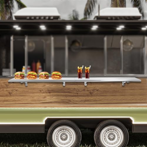 Folding Concession Shelf, Stainless Steel Serving Shelf 96" L x 12'' W Wall Shelf for Concession Window Food Truck Restaurant Kitchen Garage Laundry - Image 4