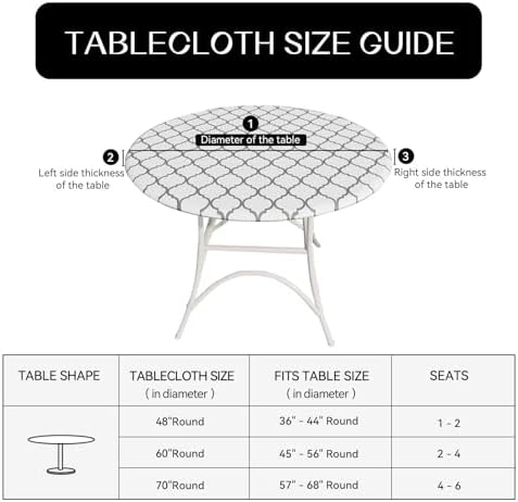 Romanstile Round Fitted Vinyl Tablecloth with Elastic Edge 100% Waterproof - Image 7
