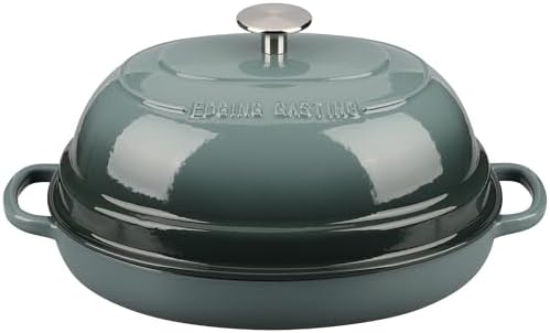 EDGING CASTING Enameled Oval Cast Iron Dutch Oven Pot with Lid, Bread Dutch Oven for Sourdough Bread Baking, Dutch Oven Bread, Bread Oven, 6QT, Slateblue - Image 7