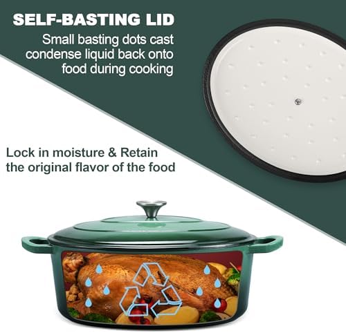 E-far 5QT Oval Dutch Oven Pot with Lid, Enameled Cast Iron Dutch Oven - Image 6