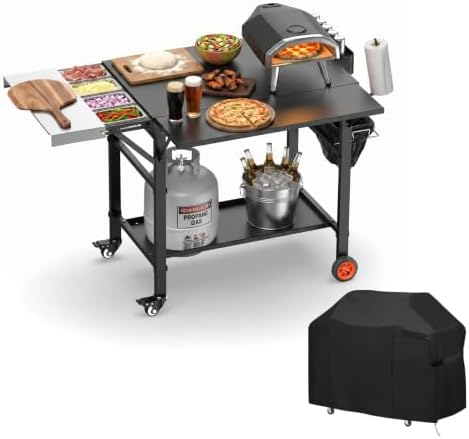 Pizza Oven Table with Cover for Ooni Pizza Ovens by GriddleAccessories