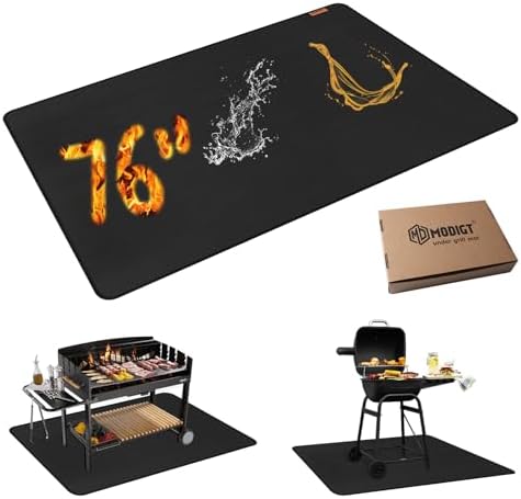 MODIGT Large 76"×52" Under Grill Mat for Outdoor Grill,Double-Side Fireproof & Heat-Resistant Outdoor Grill Mat,Protective Mat for Patio,Courtyard,Tabletop by MODIGT