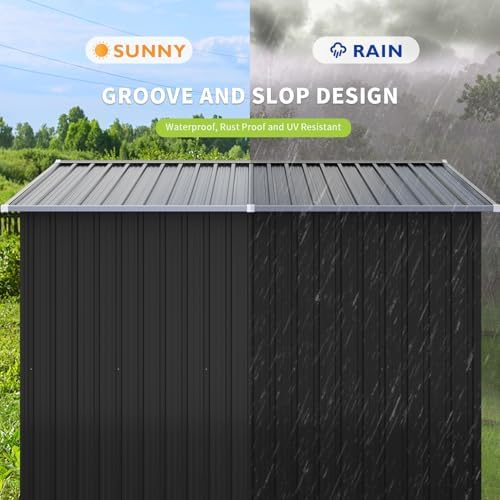 Aoxun 10 x 8FT Outdoor Storage Shed with Double Hinged Large Door, Black - Image 6