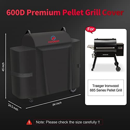 Comnova Grill Cover for Traeger Ironwood 885-600D Wood Pellet Smoker Cover for Traeger Waterproof & Heavy Duty, Premium Pellet BBQ Cover Accessory for Traegers Ironwood 885 Grills - Image 2
