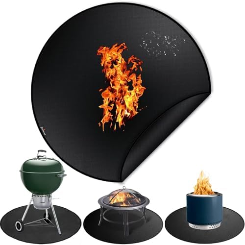 40" Fire Pit Mat for Solo Stove Bonfire, Round Fireproof Firpit Mats under Fire Pit,Camping Stove Mat for Solo Stove Accessories,under Grill Mat for Outdoor Grill,Deck Patio Protector BBQ Mat,Portable by Brinman