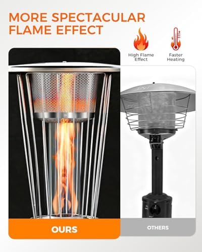 Tabletop Heater Patio Heater, 11,000 BTU Propane Patio Heater for Commercial, Balcony & Porch, Quartz Glass Tube, Portable Small Heater For Outdoor Use - Brown - Image 5
