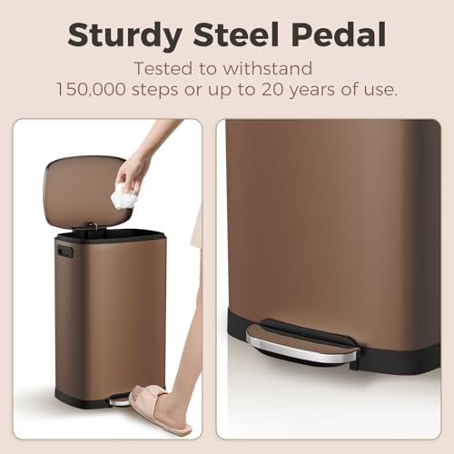 ELPHECO Kitchen Trash Can with Lid 13 Gal Stainless Steel Pedal Garbage Can - Image 5