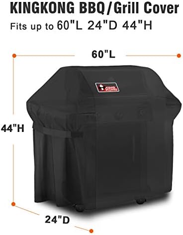Kingkong Gas Grill Cover | Fits Weber Genesis E & S Series, Char-Broil 4 Burner | Includes Grill Brush, Tongs & Thermometer - Image 2