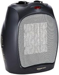 Amazon Basics Ceramic Space Heater, Portable Indoor Heating Solution, With Overheat and Tip-Over Protection, Thermostat, Non-Oscillating, 1500W, 7.52"D x 6.34"W x 9.45"H, Black by AmazonBasics