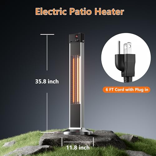 Patio Heater, Outdoor Backyard Garden Porch Infrared Deck Electric heater, Portable Carbon Fiber Freestand with Remote Heater - Image 6