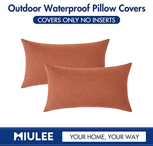 MIULEE Decorative Outdoor Pillow Covers Lumbar Waterproof 12x20 Coral Red - Image 5