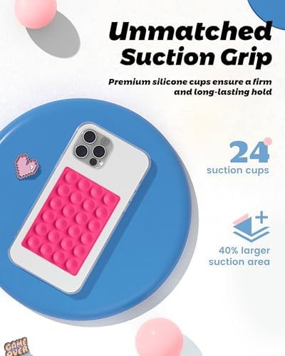 amBand Magnetic Suction Phone Mount for MagSafe Case, Silicone Sticky Grip Secure Holder for iPhone, Hands-Free Taking Photo/Recording Video/Live Streaming for Instagram Influencer/Creator, Hot Pink - Image 4