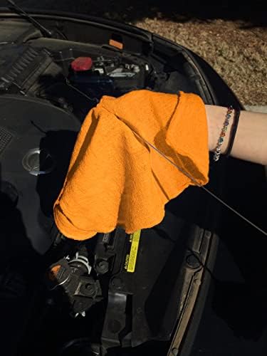 Avalon Towels Cotton Shop Rags – (Pack of 100) Size 12x14 Inches Cleaning Rags – Absorbent Shop Towels and Multipurpose Cleaning Towels for Automobiles, Industries, Garage and Homes (Orange) - Image 3