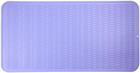 MicoYang Silicone Dish Drying Mat for Multiple Usage,Easy clean,Eco-friendly,Heat-resistant Silicone Mat for Kitchen Counter or Sink,Refrigerator or Drawer Liner Light Purple 4XL 32 inches x 18 inches by MicoYang
