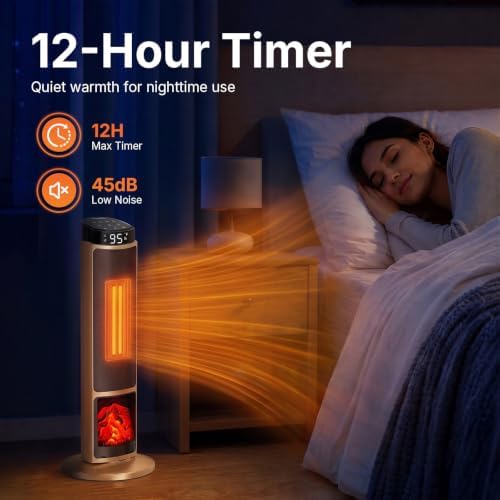 OLIXIS 23" Space Heater for Indoor Use, 70° Oscillation, 4 Modes - Image 4
