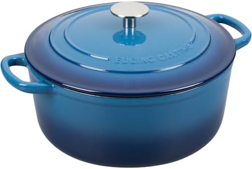 EDGING CASTING Enameled Cast Iron Dutch Oven Pot with Lid, 7 Quart, Round Dutch Ovens for Bread Baking, Bread Oven, Oven Safe up to 500°F, Lake Blue - Image 4