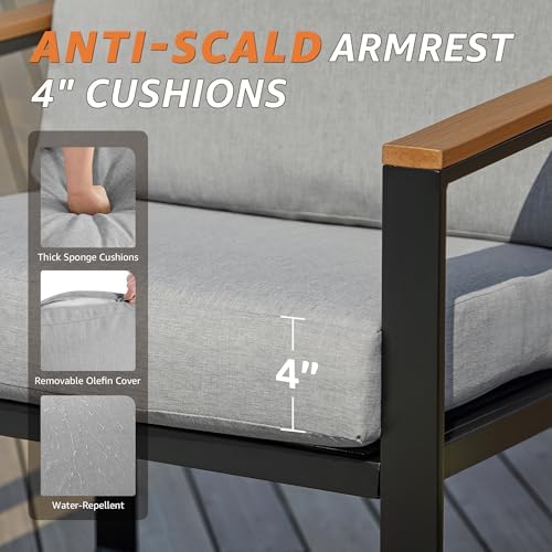 NATURAL EXPRESSIONS 4 Pieces Patio Furniture Sets, Modern Metal Patio Set - Image 4