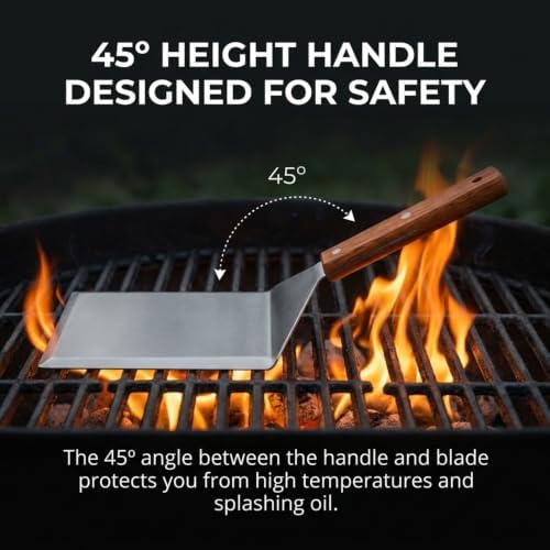 Extra Wide Spatula with Beveled Edges, Oversized Stainless-Steel Spatula with Wood Handle for Skillets, Griddles & Pancake Flipper for Burgers, Omelet, and Versatile for Culinary Task, 6 x 5-inches - Image 5