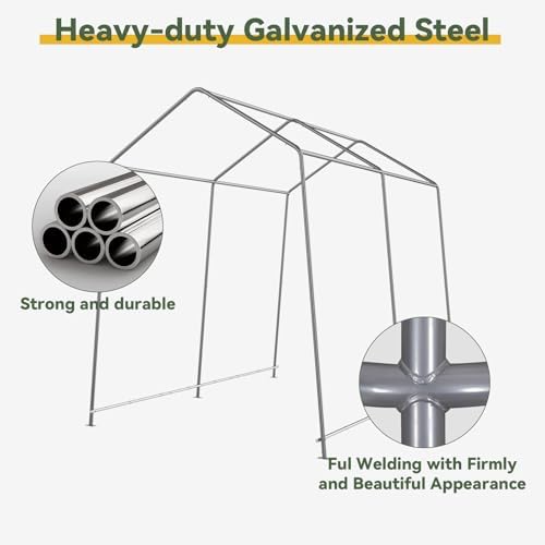 Aoxun 6x8x7 FT Outdoor Portable Storage Shed Tent for Motorcycle,Gray - Image 6