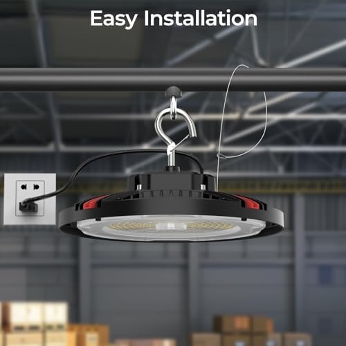 CINOTON 210W UFO LED High Bay Light, Aluminum LED Shop Lights with 31500LM, 5000K Commercial Bay Lighting for Warehouse Garage Workshop Factory, 6' Cable & Safety Rope, ETL Listed 2 Pack - Image 5