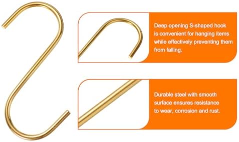 HARFINGTON 4pcs Long S Hooks 4 Inch Extra Long Metal S-Shaped Hanging Hooks High Manganese Steel S Hanger Storage Organizing Tool for Kitchen Garden Bathroom Garage Closet, Gold Tone - Image 4
