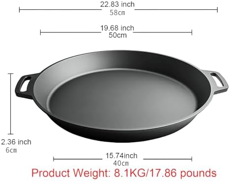 20-inch Pre-Seasoned Cast Iron Skillet - Dual Assist Handles - Nitrided Rust-Proof - For Oven, Stovetop, Grill & Campfire - Image 3