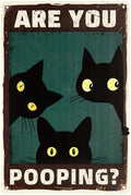 Are You Pooping Funny Retro Black Cat Wall Metal Sign by WelcometoLUCDNC