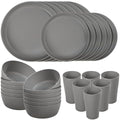 EjonirInjonir 24Pcs Unbreakable Dark Gray Wheat Straw Dinnerware Set for 6 by Ejonirinjonir