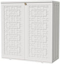 KINYING Outdoor Storage Cabinet Waterproof, Resin 62 Gallon Deck Box for Patio Furniture Cushions, Garden Tools, Pool Tools and Kids’ Toys (Off White with 1 Shelving) by KINYING