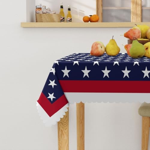 4th of July Tablecloth 54x54 Inch Square American Flag Patriotic Party Tablecloths Polyester Table Cloth for Holiday Parties Kitchen Dining Indoor Outdoor - Image 3