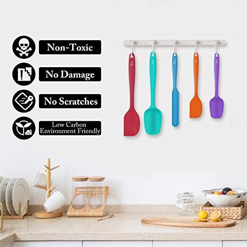 HOTEC 600℉ Heat Resistant Silicone Rubber Spatula Set,Multicolor, Set of 5 - Image 5