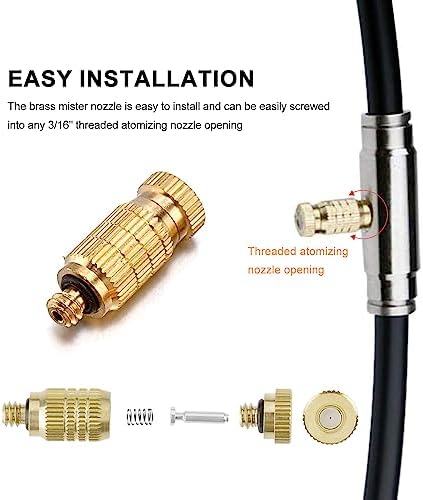 20pcs High Pressure Atomizer Nozzle Brass Misting Nozzles for Outdoor Cooling System, Landscaping, Greenhouse Irrigation, Air Humidification, Anti-Drip Fogging Spray Head(0.02"/0.5mm) - Image 6