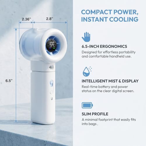Handheld Turbo Misting Fan with LED Display & Safety Lock - Image 6