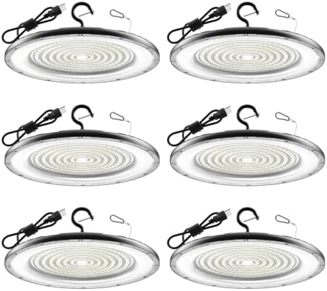AIKVSXER 6Pack UFO LED High Bay Lights, 300W Shop Lights, 45000LM, 6000K by AIKVSXER