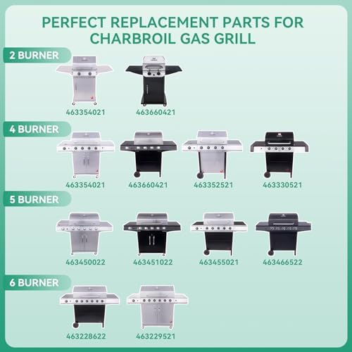 463365021 463366022 Grill Replacement Parts for Charbroil Performance 4 Burner 463365021 463354021 463352521 463351021, 5 Burner 463448021, G325-0002-W1 Heat Plate, G327-2100-W1 Burner, Crossover Tube - Image 2
