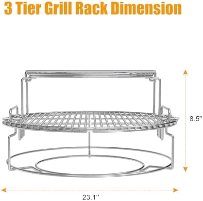 BBQ-PLUS Expander Rack Replacement Kit for XL Big Green Egg,Heavy Duty Stainless Steel 3 Tier 5 Piece Grill Basket Accessories with Removable Cooking Rack System Large - Image 2
