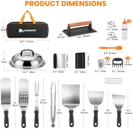 Overmont 31PC Griddle Accessories Kit, Spatula Set with Basting Cover Press - Image 5