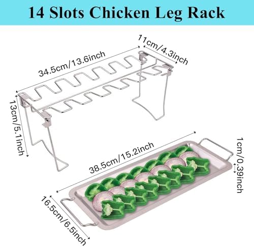 14 Slots Stainless Steel Chicken Lollipop Rack with Drip Tray - Image 4
