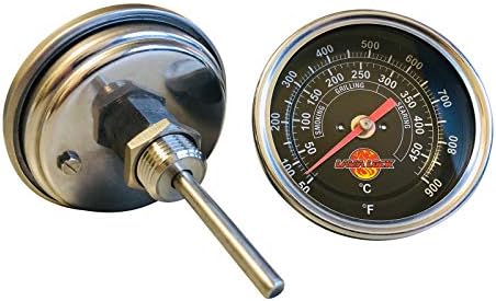 Black Face BBQ Grill Thermometer 50F-900F High Temp Range Heavy Duty Premium Quality Smoker Thermo 2 Inch or 3" 1/2 NPT Thread by LavaLock%C2%AE
