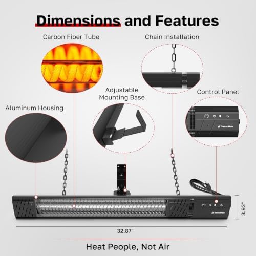 ThermoMate Outdoor Patio Heater 1500W 120V Plug-in, Infrared Carbon Fiber - Image 2