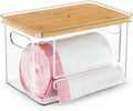 Stackable Trash Bag Dispenser with Wooden Top for Holding 13/30/33-Gallon Large Bag Sizes – Extra-Large Garbage Bag Holder with Anti-Slip Base, Trash Bag Dispenser Under Sink (11.5"x7.5"x7") by COZYCRAZE