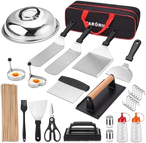 PARGRILL 128 PCS Griddle Accessories Kit - Premium Flat Top Grill Accessories Set for Blackstone & Camp Chef, Stainless Steel BBQ Tool Utensils Gift Grilling Set for Lover Outdoor Men Women dad by PARGRILL
