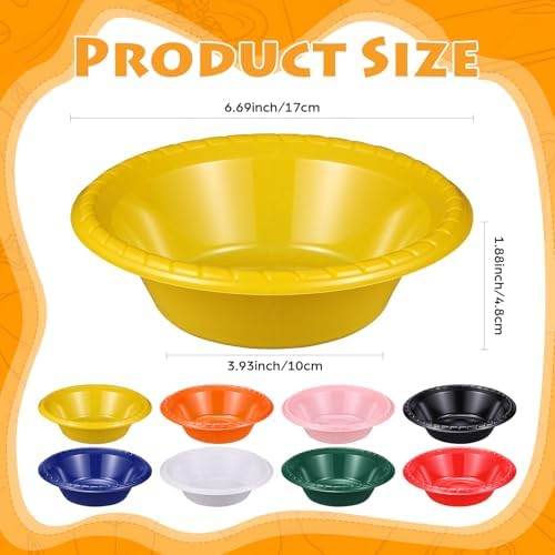 24 Pack 16oz Yellow Disposable Plastic Bowls Dessert, Ice Cream, Salad, Soup Serving Cups for Party, Picnic, Food Snacks (Yellow) - Image 2